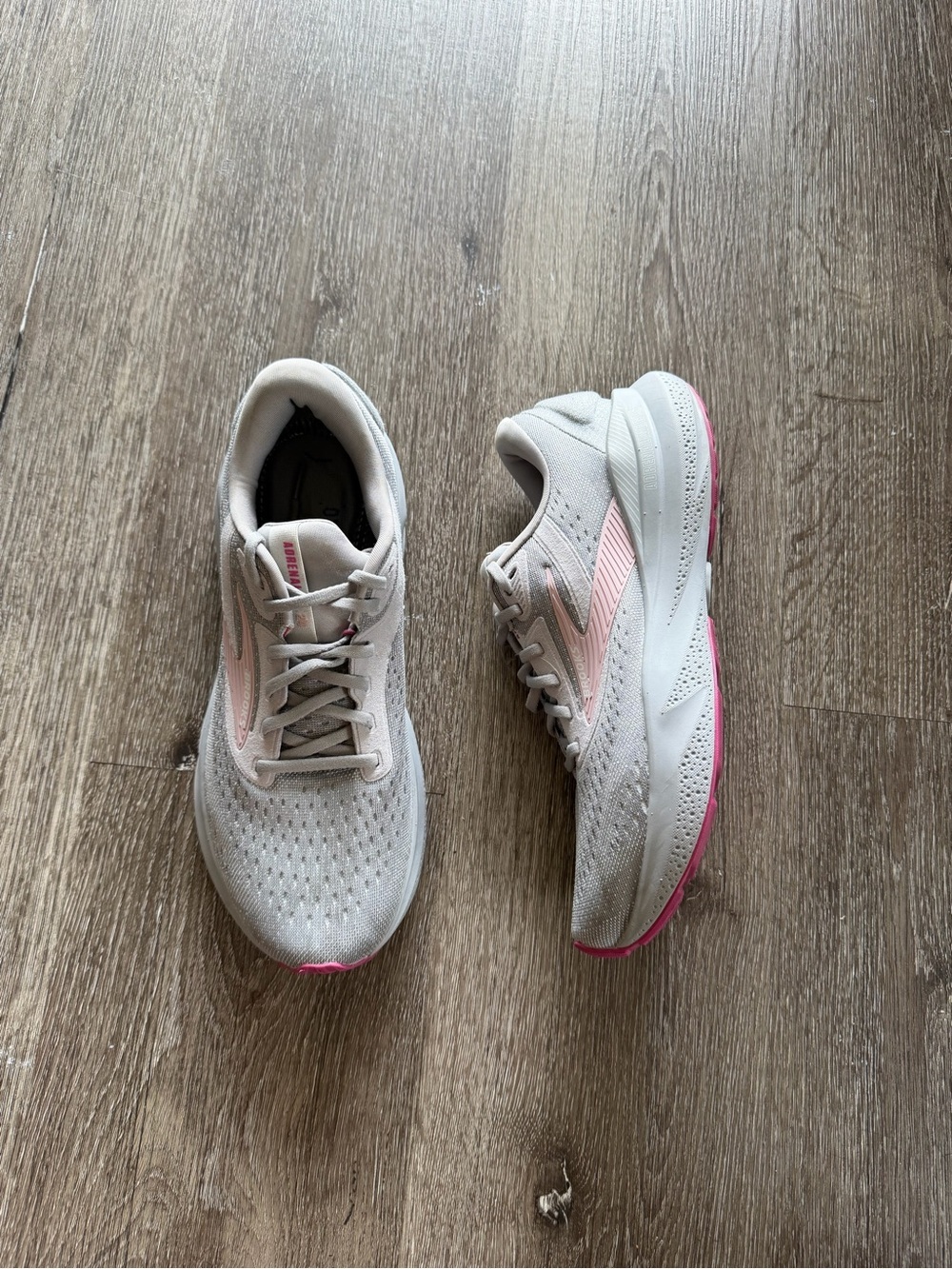 Brooks Light Gray and White Running Shoes